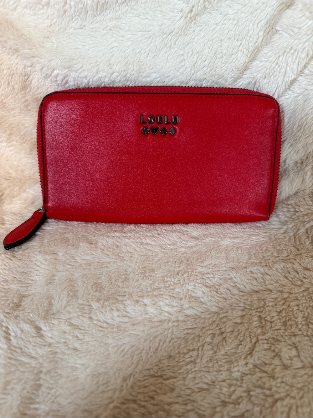 LOULU Red Zip-Around Leather Wallet